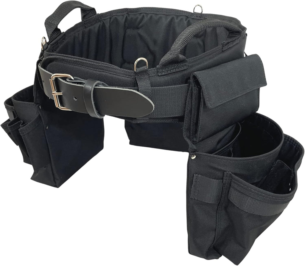 BOULDER BAG Ultimate Electrician's MAX Combo with Comfort Back Support Tool Belt, Leather Belt Buckle, Heavy Duty Tool Belt, Black, (Small 24-27 Inch Waist), Tool Belt Made in USA