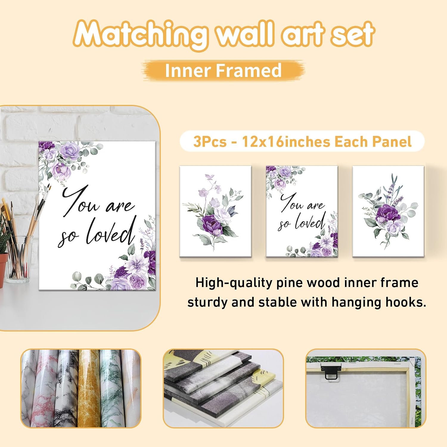 Terwex Personalized Baby Bedding Set - 5 Pcs Custom Toddlers Bedding Set with Infant Name - Soft Double Layer Nursery Crib Set for Girls Boys - Customized Infant Gifts for Baby Shower - Purple Flowers