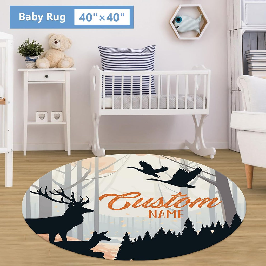 KAINSY Personalized Baby Crib Bedding Set, 5 Pcs Custom Baby Crib Set with Name, Soft Flannel Deer Crib Bedding Set for Boys, Double Layer Nursery Bedding Set, Toddler Infant Bedding Set Parents Gift