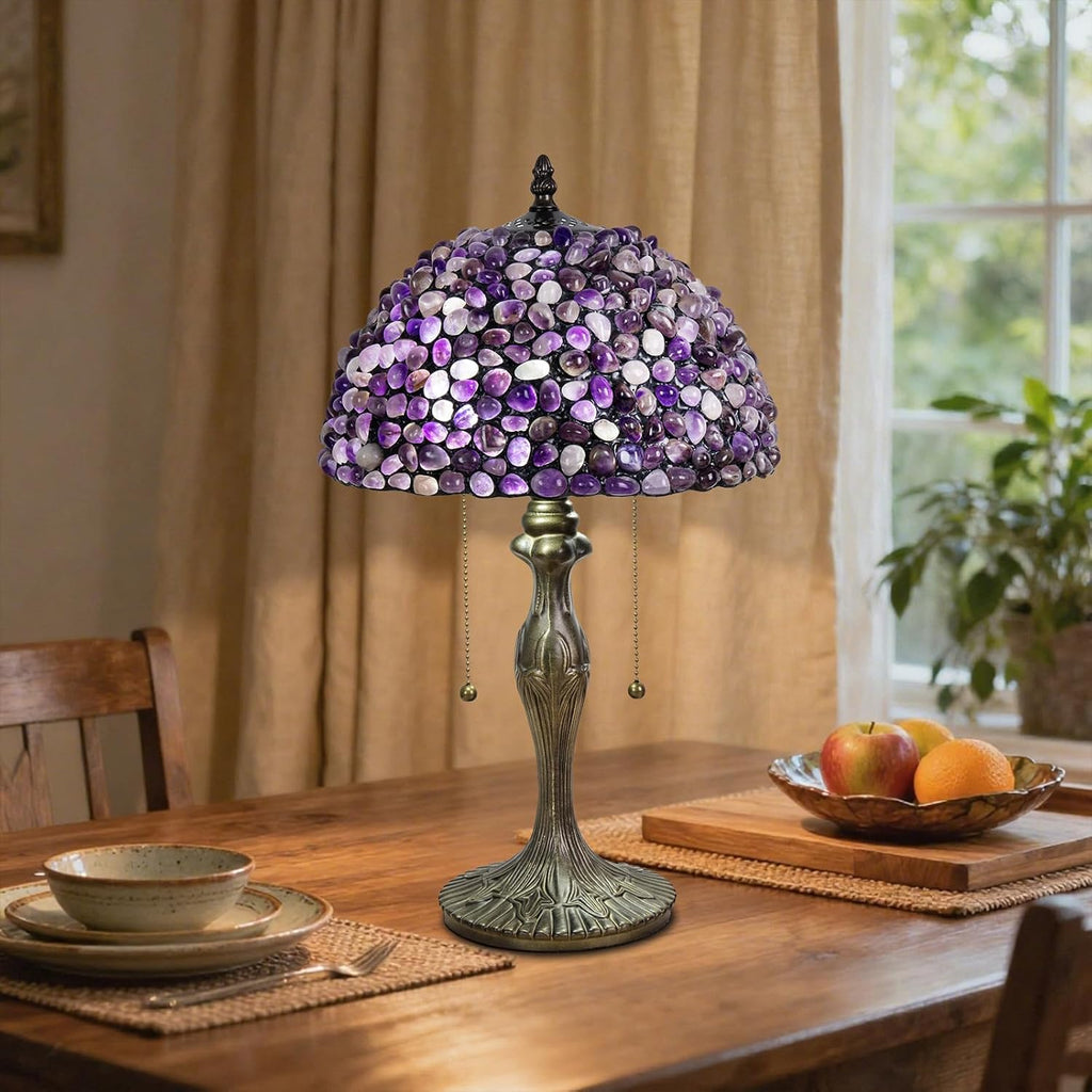 Tiffany lamp Agate Amber Stained Glass Table Lamp 12In Antique Vintage Tiffany Style Lamp for Bedroom Living Room Office,Luxury Bedside Night Light
