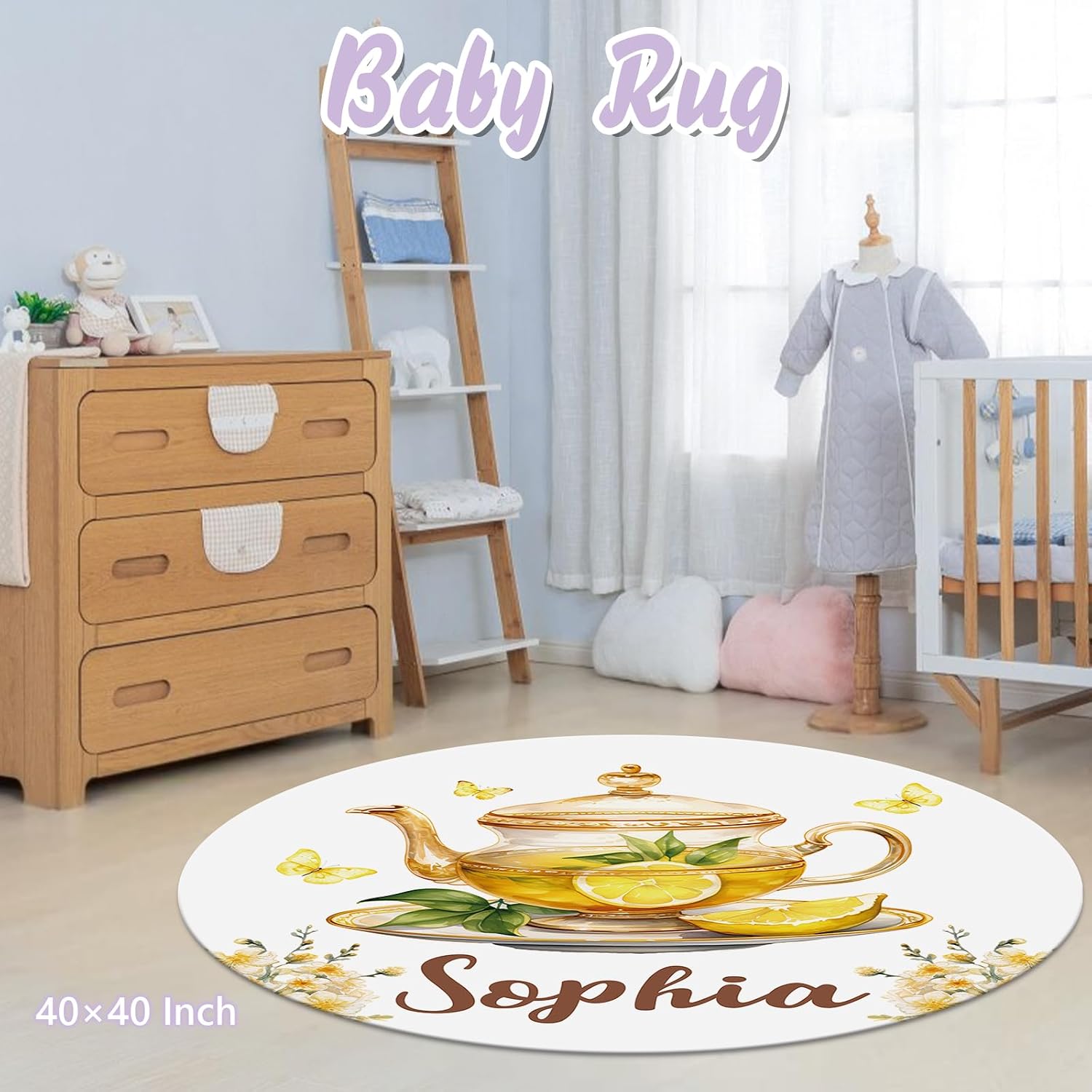 Personalized Baby Crib Bedding Set, 5 Pcs Custom Name Nursery Bedding Set for Girls Boys, Lemon Bird Baby Crib Set for Toddlers Infants, Double Layer Bedding Crib Sets Customized Gifts