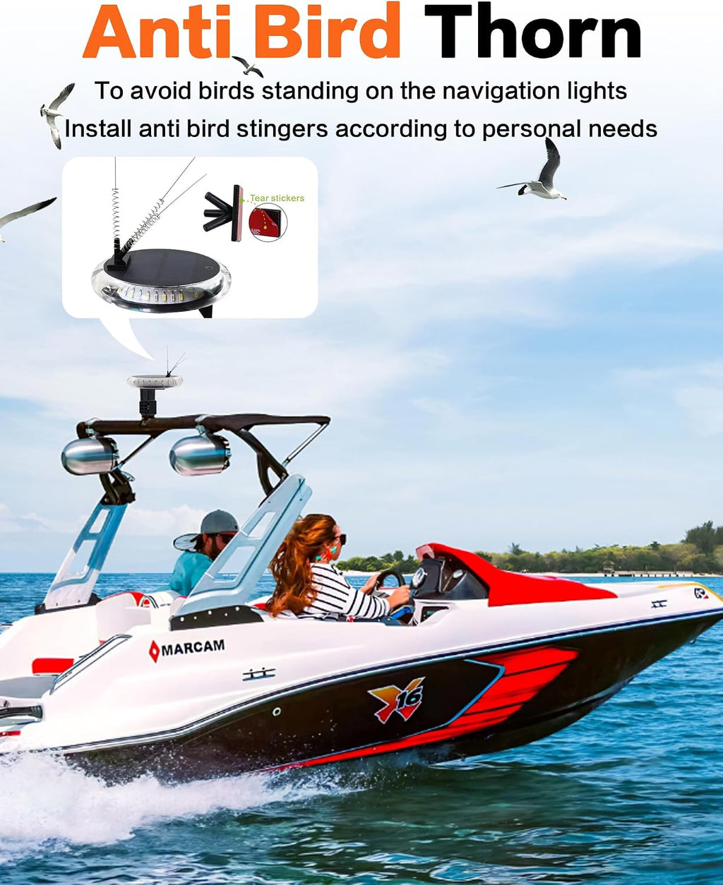 IZTOSS 6 Modes Solar Powered Waterproof Navigation Lights with Wireless Remote Control Pontoon Starboard Sailing Signal Lights for Marine Outdoor Sports Camping Hiking
