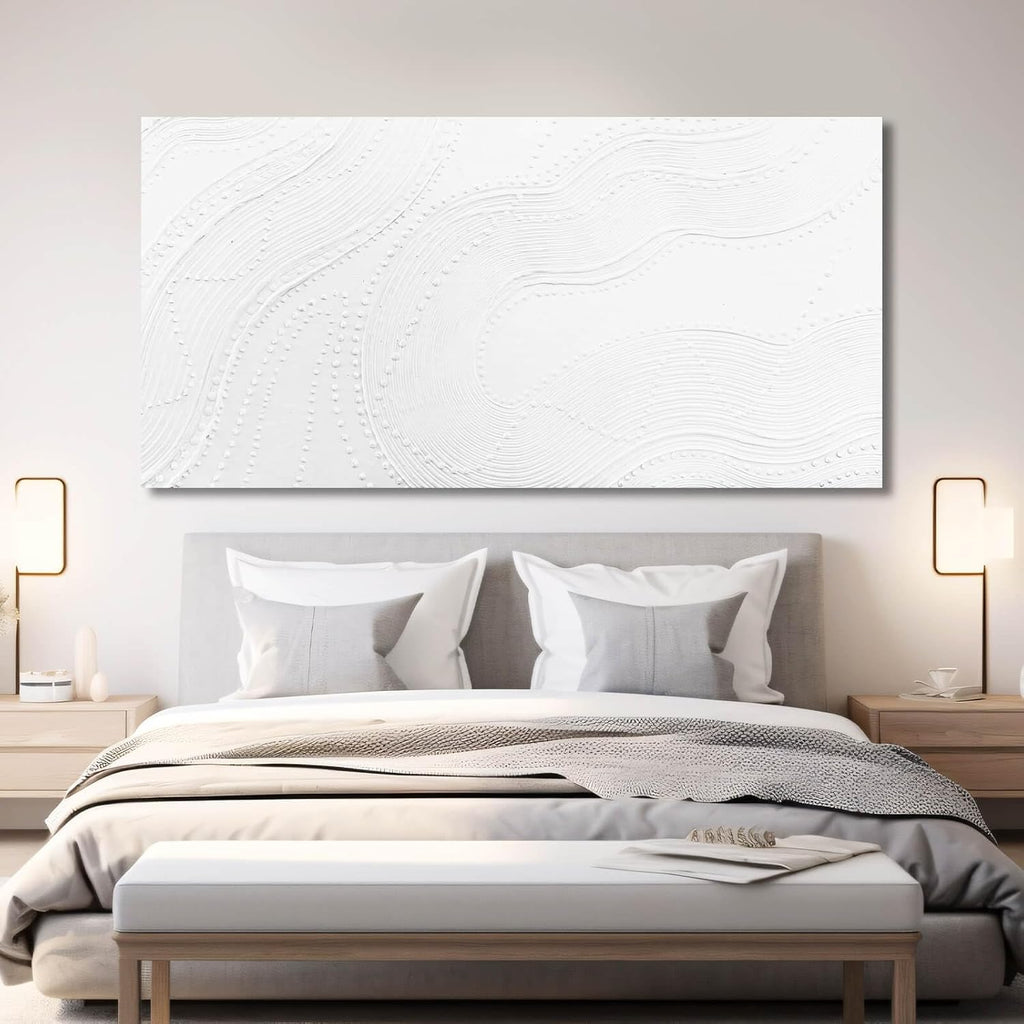 NBAODAN Large Wall Art Modern Canvas Picture Abstract Wall Decor White Line Art for Living Room Neutral Artwork for Office Bedroom 29'x58' Geometric Painting