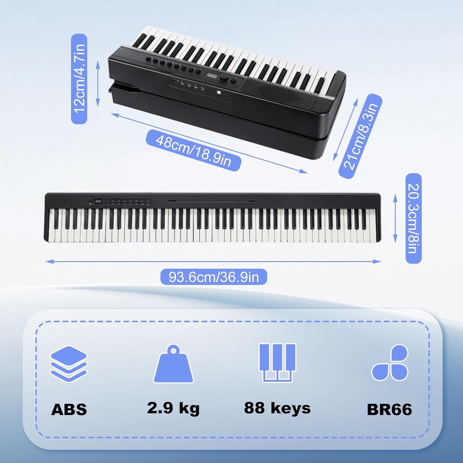88 Key Digital Keyboard Piano, Foldable Portable Design with 128 Rhythms, Pedal, Sheet Music Stand and Carry Bag for All Skill Levels(Black)