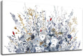 Flowers Canvas Wall Art for Living Room Wall Decor Indigo Floral Canvas Painting Watercolor Plants Pictures Vintage Botanical Flower Canvas Artwork for Bedroom Office Home Wall Decorations 29' x 58'