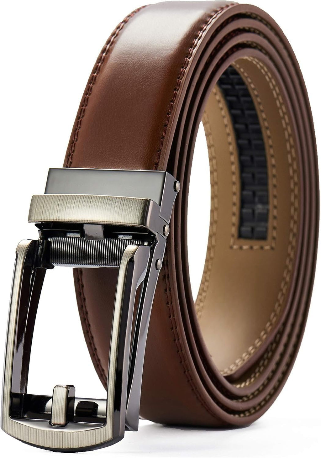 Comfort Click Ratchet 1 1/4' Genuine Leather Dress Belt Men Perfect Shoes Executive.