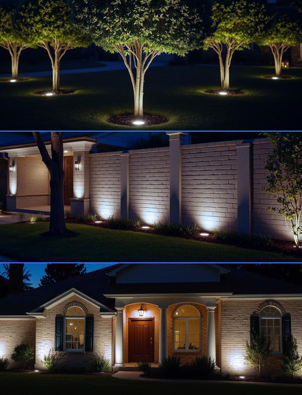 Low Voltage Landscape Lights Well Lights Landscape LED in Ground Light IP67 Waterproof Outdoor Landscape Lighting with Connectors for Pathway Garden Yard Fence Deck (Cool White 5000K)