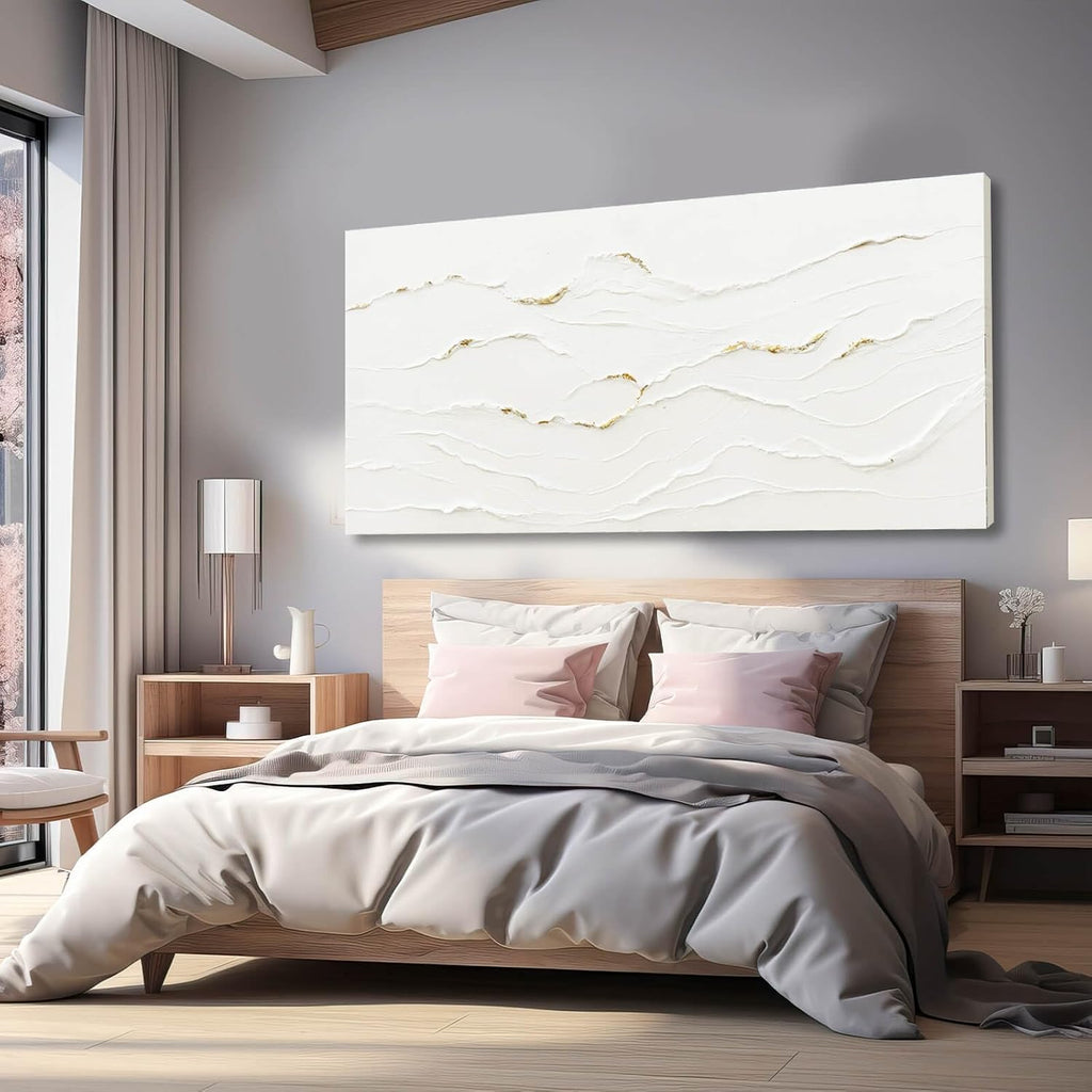 WINKAILIN White Painting Artwork Simple Decorative Pictures 29'x58' Abstract Wall Art for Living Room Modern Wall Hanging Decor for Kitchen