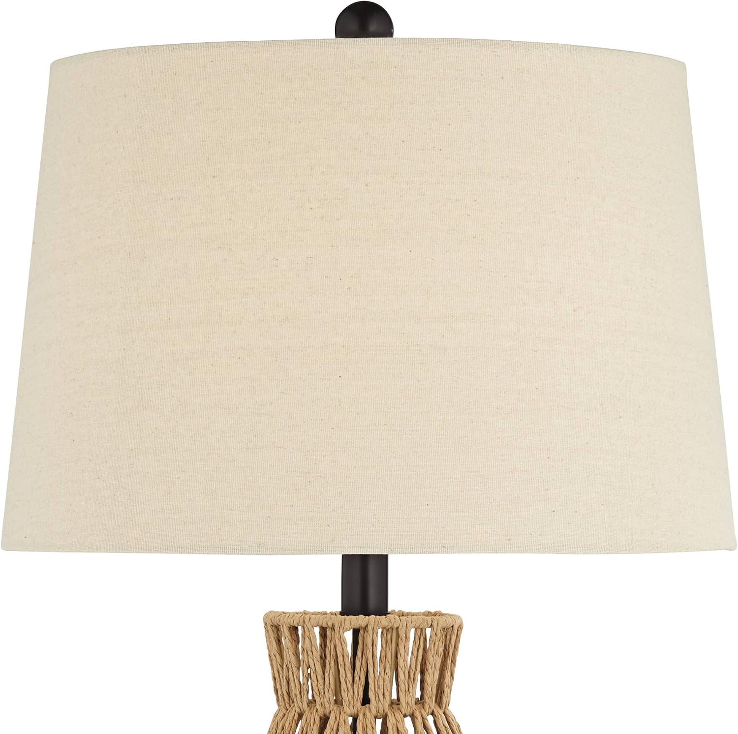360 Lighting San Carlos Coastal Cottage Core Nautical Modern Table Lamps 29' Tall Set of 2 Natural Rattan Wicker Oatmeal Fabric Drum Shade for Living Room Bedroom House Bedside Nightstand Home