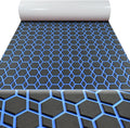 94.5'X37.7' Diamonds and Hexagons EVA Self-Adhesive Boat Flooring and Decorative Fish for Yacht Pool Boat Flooring Sheet Thick Non-Skid mat (Black and Blue, 102.3'X37.8')