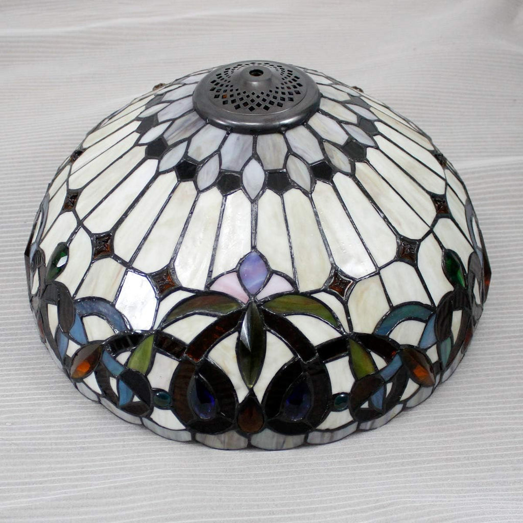 WERFACTORY Tiffany Style Table Lamp Colorful Stained Glass Serenity Victorian Bedside Lamp16X16X24 Inches Desk Light Metal Base Decor Bedroom Living Room Home Office S021 Series