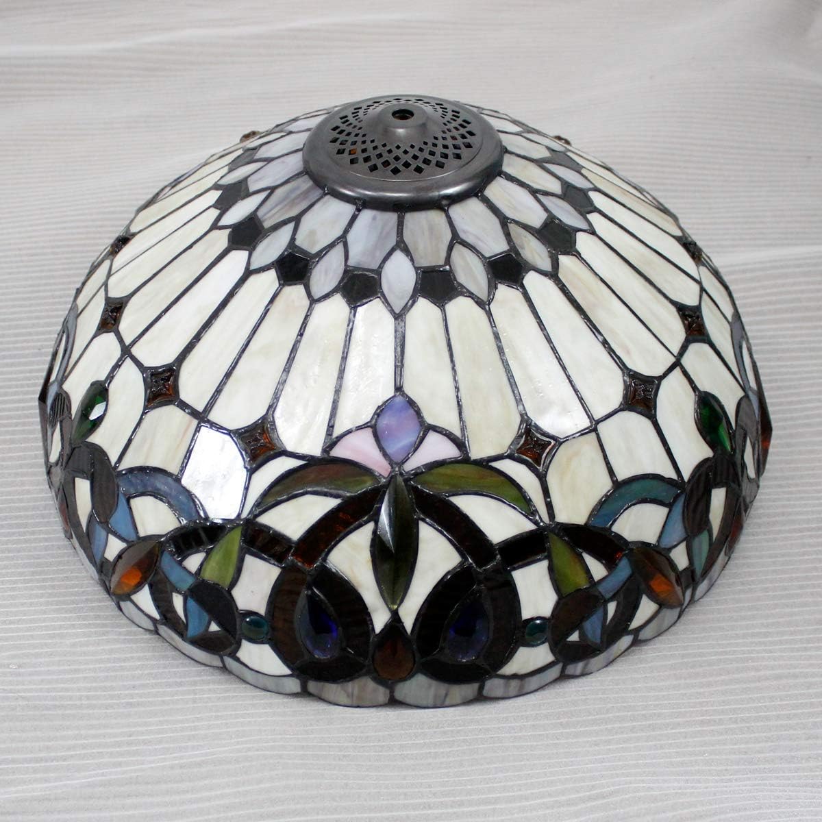 WERFACTORY Tiffany Style Table Lamp Colorful Stained Glass Serenity Victorian Bedside Lamp16X16X24 Inches Desk Light Metal Base Decor Bedroom Living Room Home Office S021 Series