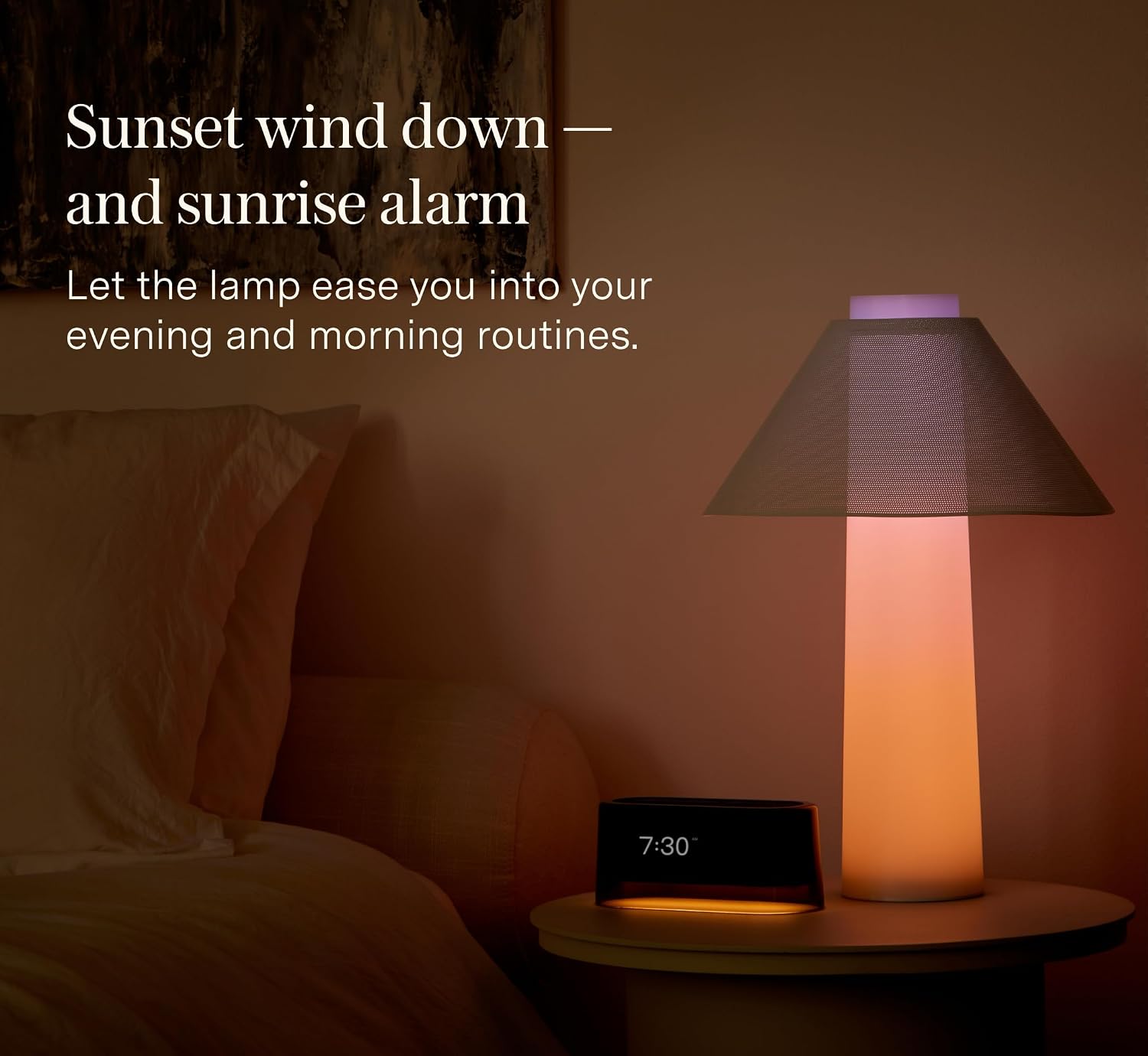 Loftie Smart Lamp - Sunrise Alarm, Wake-Up Light, Custom Color Modes, Nightstand Lamp Room Decor, Red Lights for Sleep, Morning & Evening Routines, Modern Table Lamps for Bedroom Decor, Office (White)