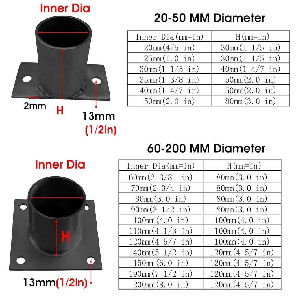 Fence Post Brackets Deck Post Support Anchor Base Circular for Fence, Mailbox, Deck, Stainless Steel Post Base Kit(10 Pack,Dia 30mm(1 1/5in))