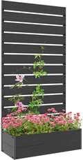 Outsunny Raised Garden Bed with Trellis for Climbing Plants, Planter Box with Self Draining Gap, Freestanding Trellis Planter for Outdoor, Patio, Deck, 35.75' x 15' x 70.75', Black
