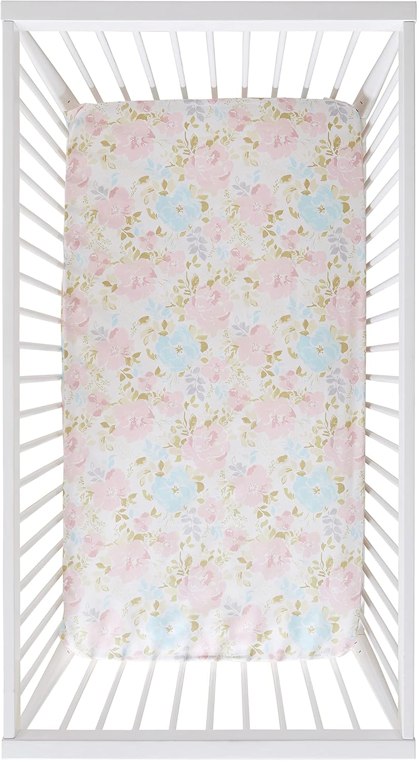 Levtex Baby Nest & Nod Amelia 3pc Bedding Set, Cotton, Pink, (Quilt, Dust Ruffle, Crib Fitted Sheet)