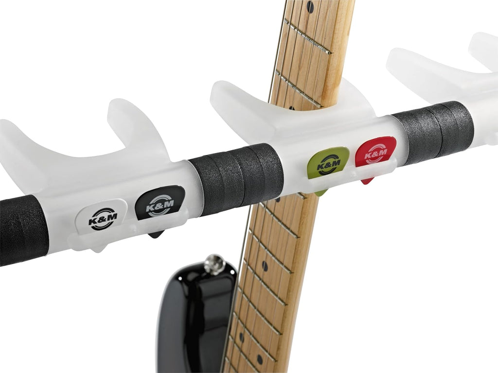 K&M Konig & Meyer 17525.016.00 Guardian 5 Guitar Stand | Sturdy Holds Five Electric/Bass Guitars Rack-Style | Protective Supports | Space Saver | For Adult/Youth Musicians | Black & Translucent