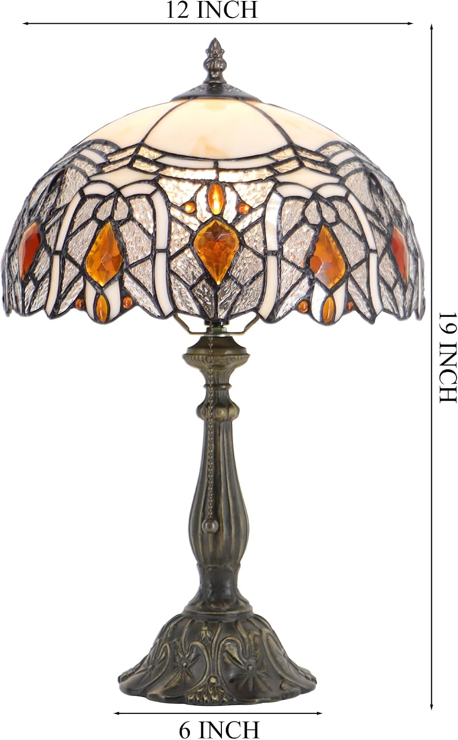 Tiffany Style Lamp Stained Glass Table Lamp Memory Sympathy Desk Reading Light 12X19 Inch (Crystal Style)