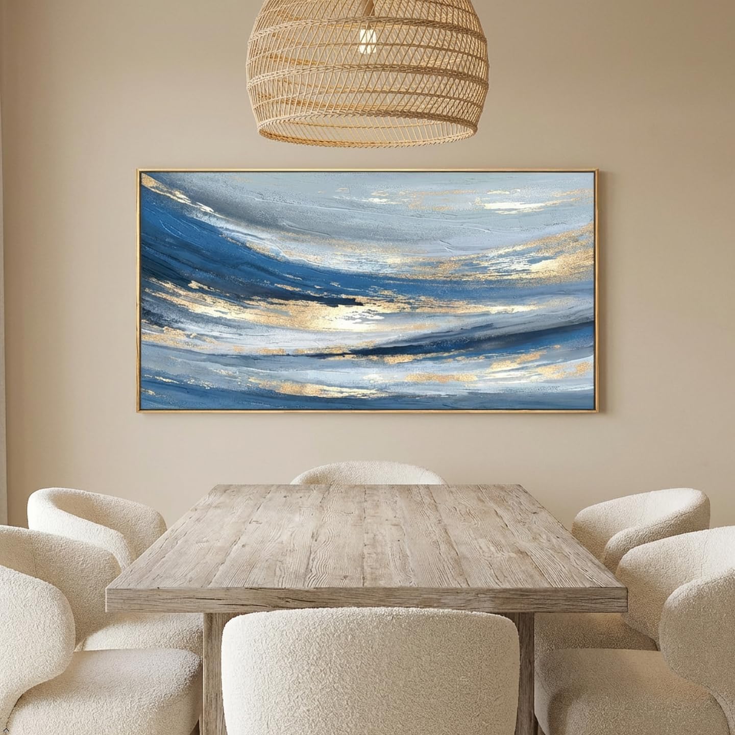 Abstract Wall Art Canvas Paintings Blue Fantasy Modern Large Framed Artwork Decor for Living Room Bedroom Office Painting Home Decor 20'x40'