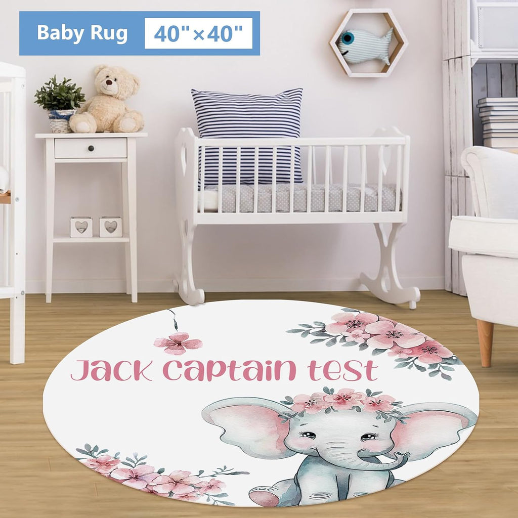 KAINSY Personalized Nursery Bedding Set, 5 Pcs Custom Crib Sets, Soft Baby Girl Set with Name, Double Layer Elephant Infant Bedding Set Customized Gifts for Toddlers