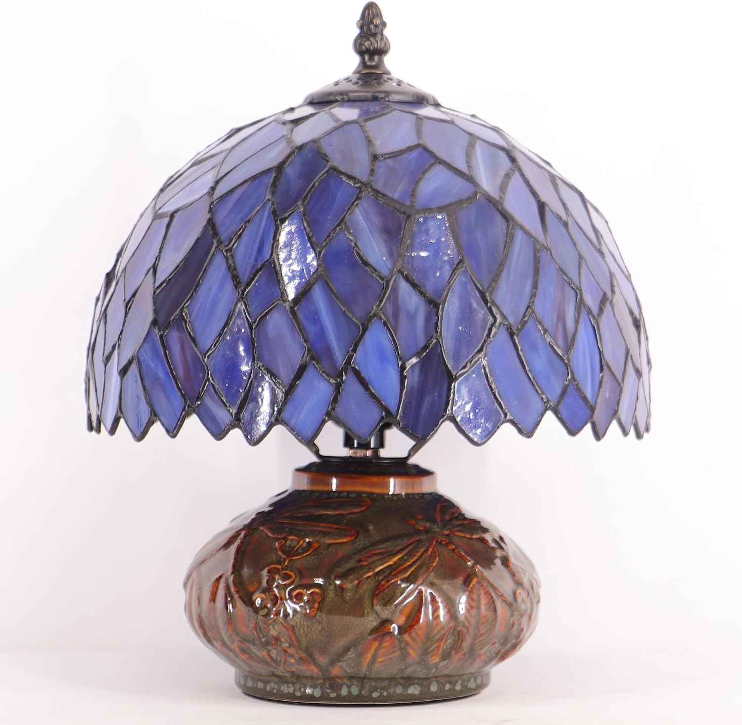 Small Tiffany Table Lamp Mini Mushroom Stained Glass Lamp Memory Sympathy lamp 10X11 Inch (Wisteria Style)