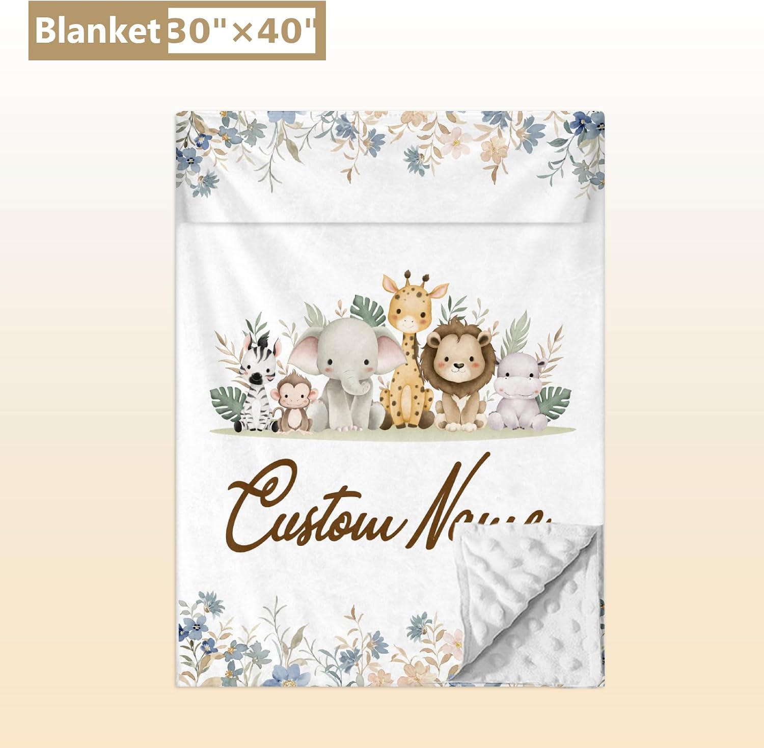Personalized Baby Bedding Set, 5 Pcs Custom Baby Crib Sets with Name, Animal Safari Toddler Bedding Set for Baby Girls Boys, Double Layer Nursery Bedding Set, Customized Gifts for Infants Kids
