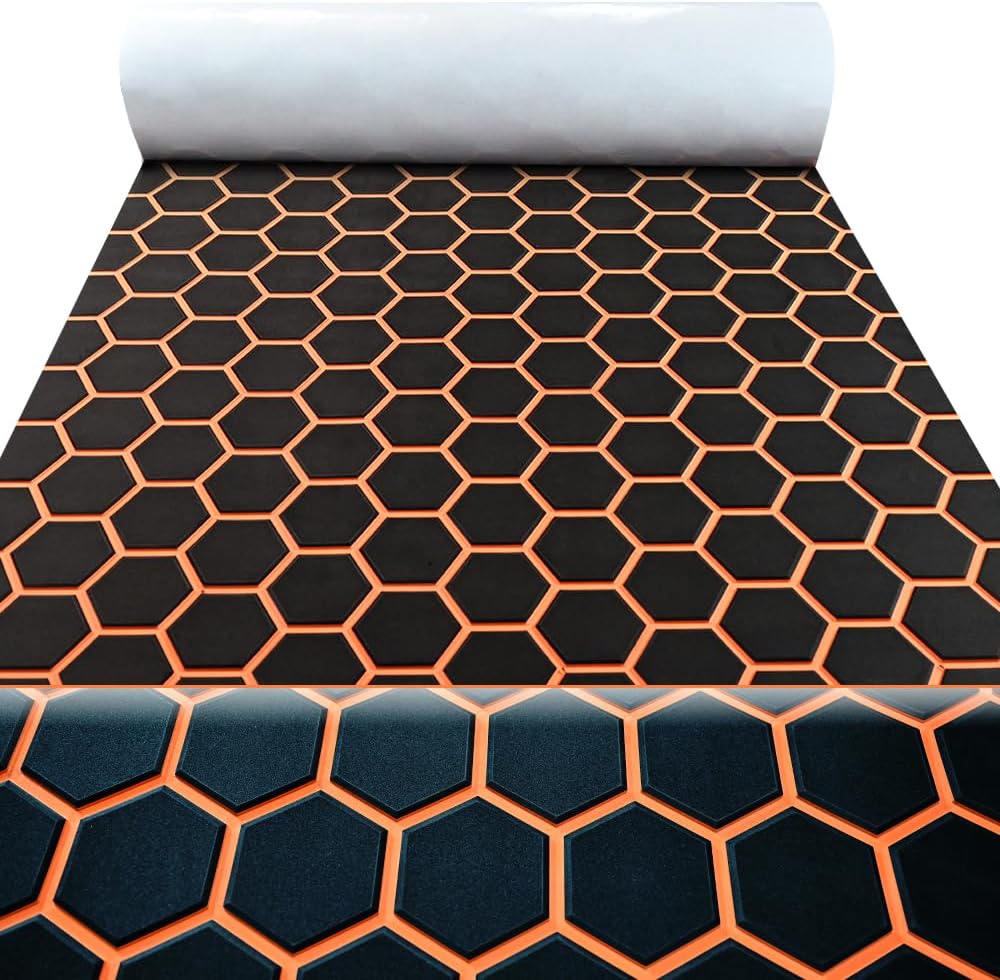 43.31' /37.7' New Hexagon EVA Self-Adhesive Boat Flooring and Decorative Fish for Yacht Pool Boat Flooring Sheet Thick Non-Skid mat