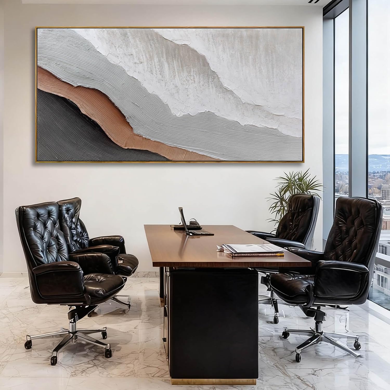Large Framed Canvas Wall Art Prints,Beach Wave Landscape Wall Decor,White Abstract Neutral Artwork,29'x58' Pictures for Living Room Bedroom Office