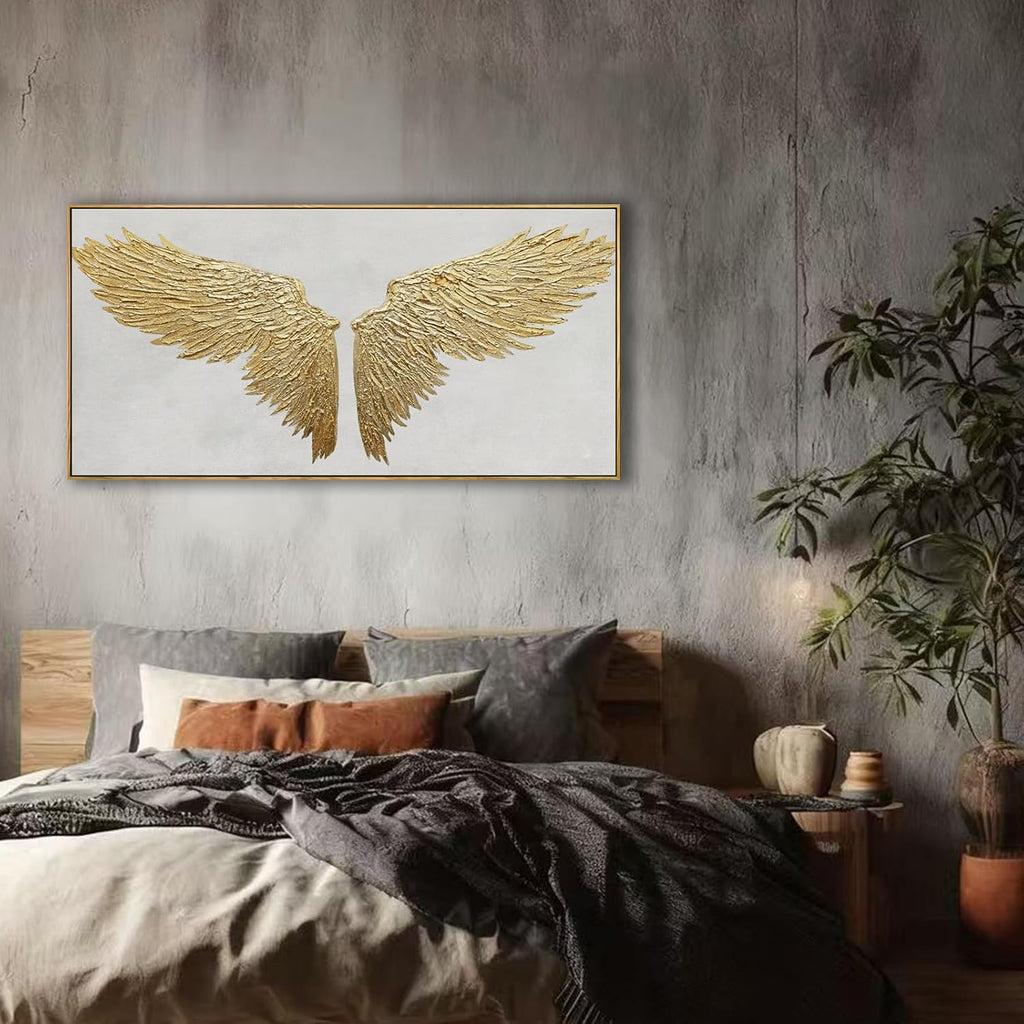 White and Gold Wall Decor Framed Modern Abstract Wall Art Bird Canvas Prints Paintings Neutral Wall Art for Bedroom Office Kitchen 20'x 40'