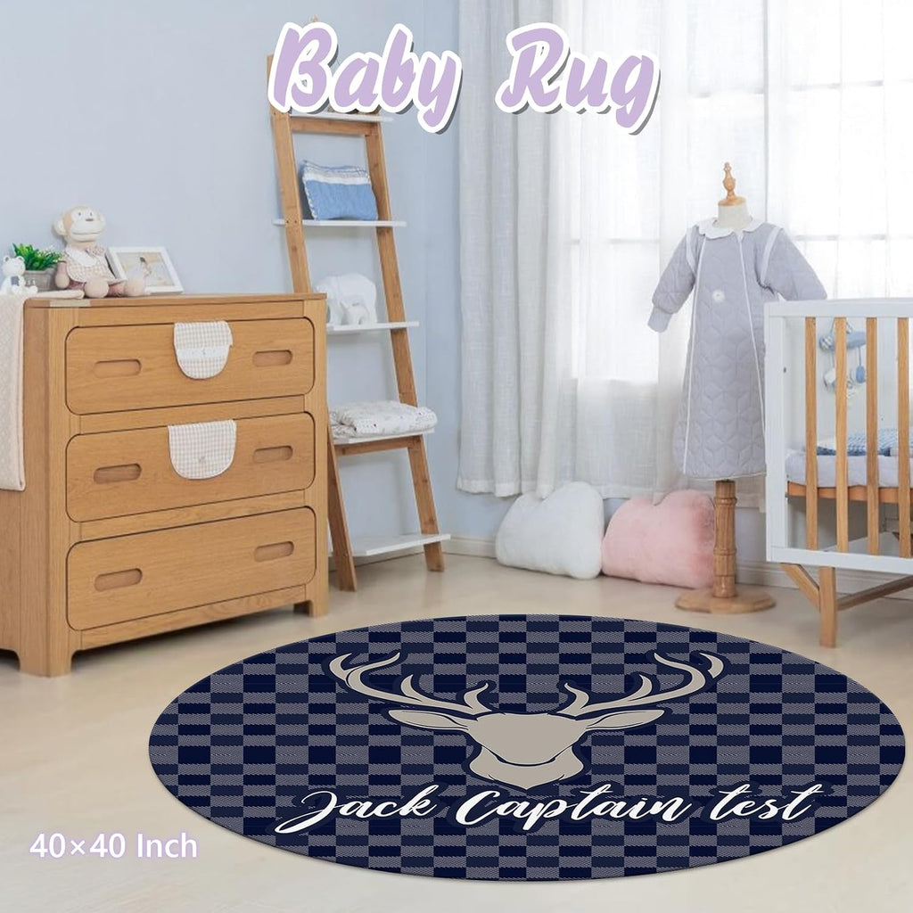 Personalized Baby Crib Bedding Set, 5 Pcs Custom Name Nursery Bedding Set for Girls Boys, Blue Woodland Deer Baby Crib Set for Toddlers Infants, Double Layer Bedding Crib Sets Customized Gifts