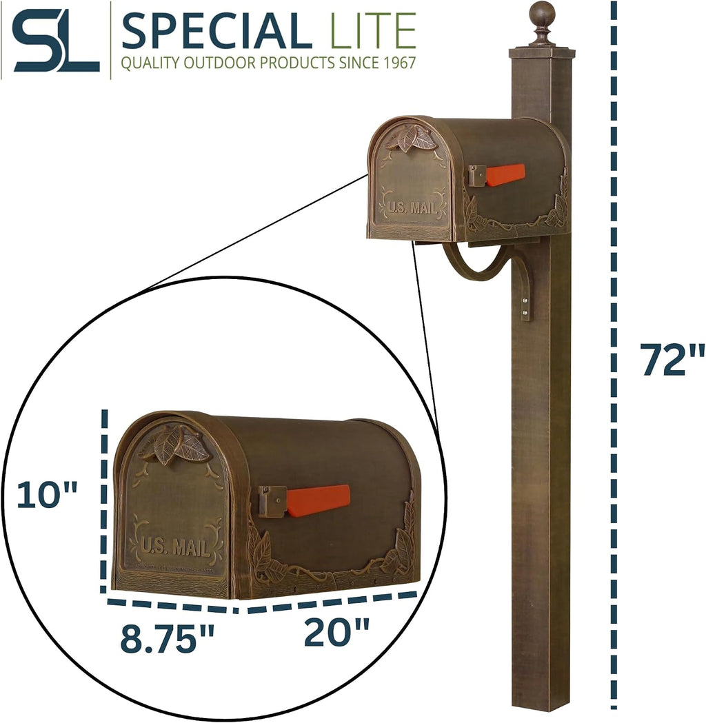 Special Lite Floral Curbside Mailbox with Springfield Post - Copper Aluminum Mailbox with Direct Burial Post - SCF-1003_SPK-710-CP