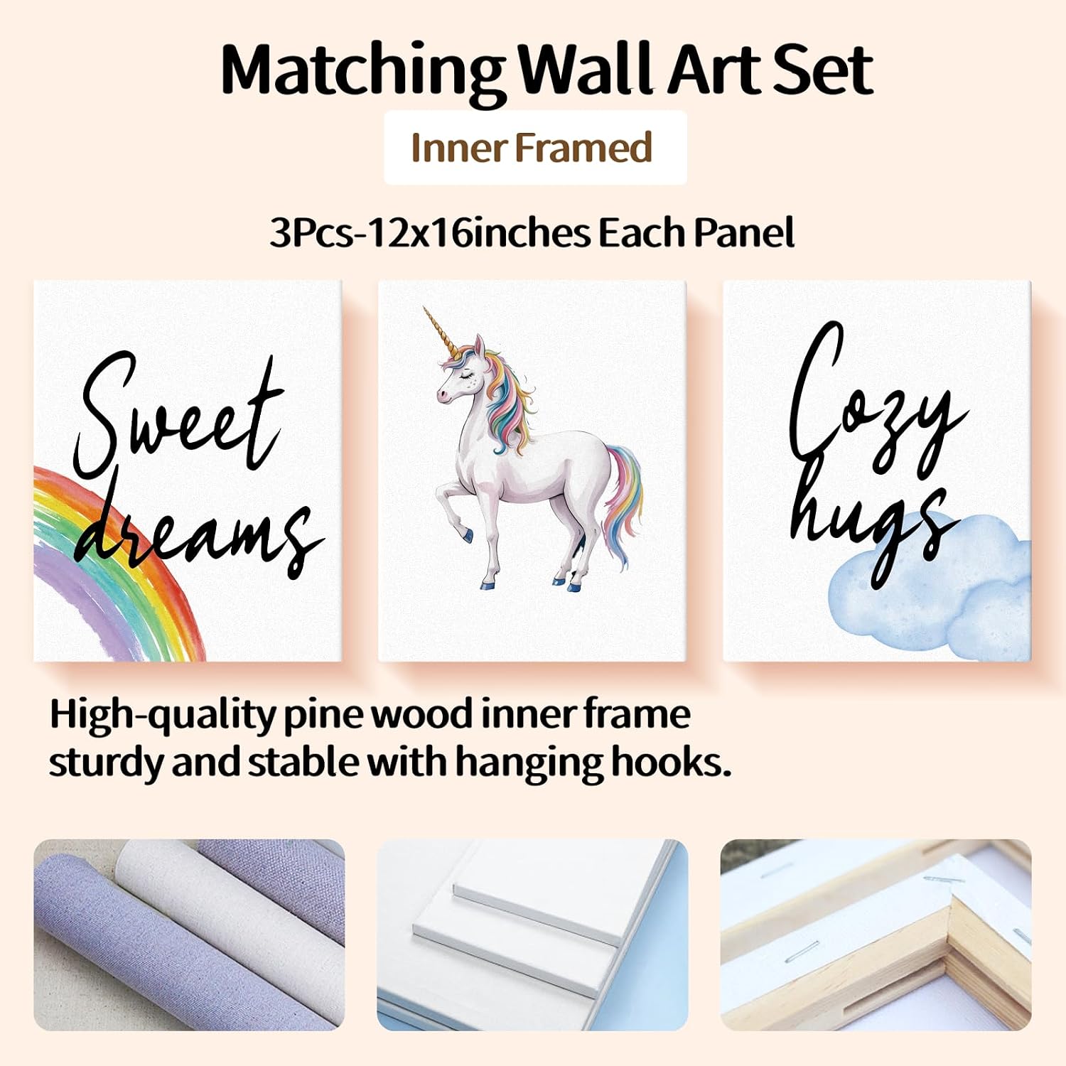 Personalized Baby Crib Bedding Set, Custom Name Nursery Bedding, Unicorn 5 Pcs Baby Bedding Set for Girl Boy, Double Layer Crib Set, Customized Gifts(Fixed Size)