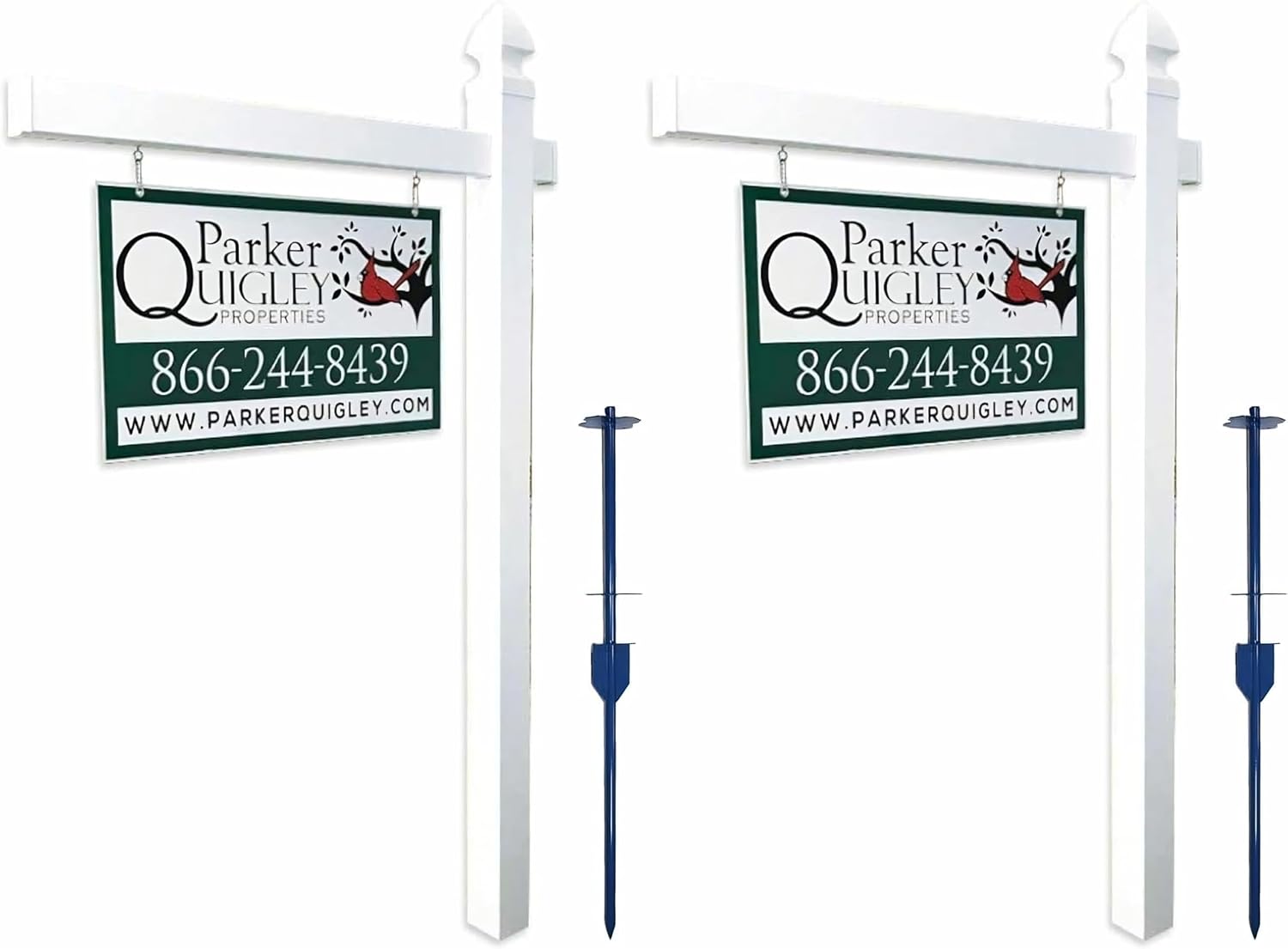 4Ever Products Vinyl PVC Real Estate Sign Post - White - 6' Tall Post White 47' Arm - 2 Pack