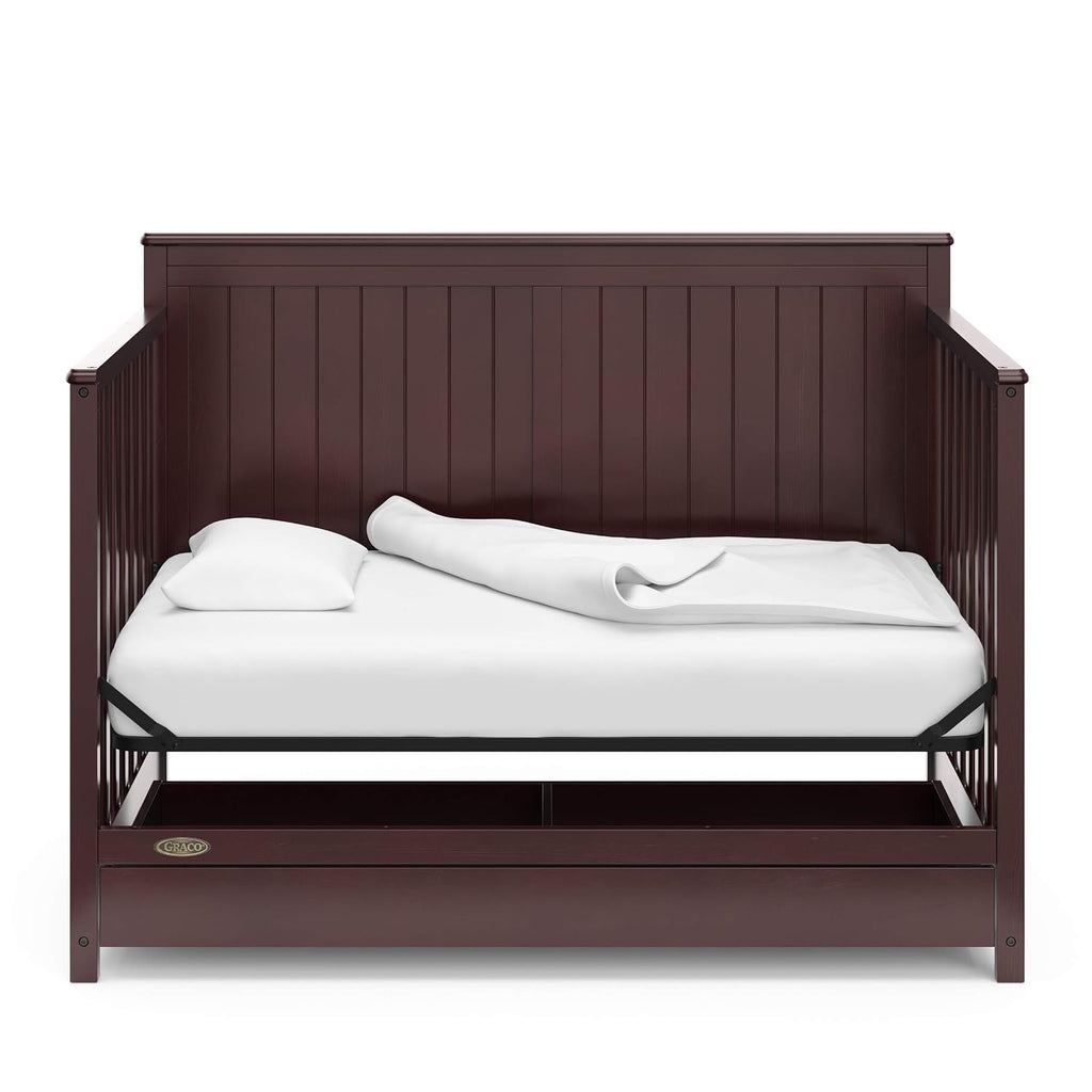 Graco Hadley 5-in-1 Convertible Crib with Drawer – GREENGUARD Gold Certified, Fits Standard Crib Mattress, Converts to Toddler Bed, Daybed and Full Bed, 4 Adjustable Mattress Heights (Espresso)
