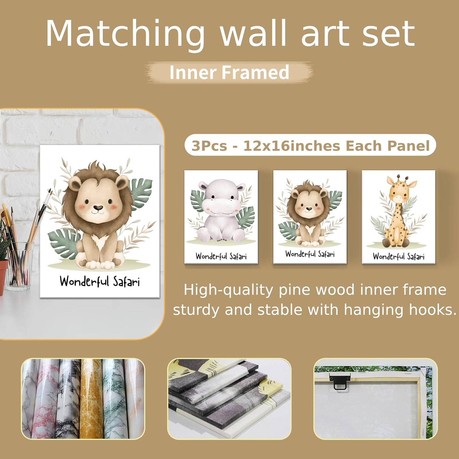 Personalized Baby Bedding Set, 5 Pcs Custom Baby Crib Sets with Name, Animal Safari Toddler Bedding Set for Baby Girls Boys, Double Layer Nursery Bedding Set, Customized Gifts for Infants Kids