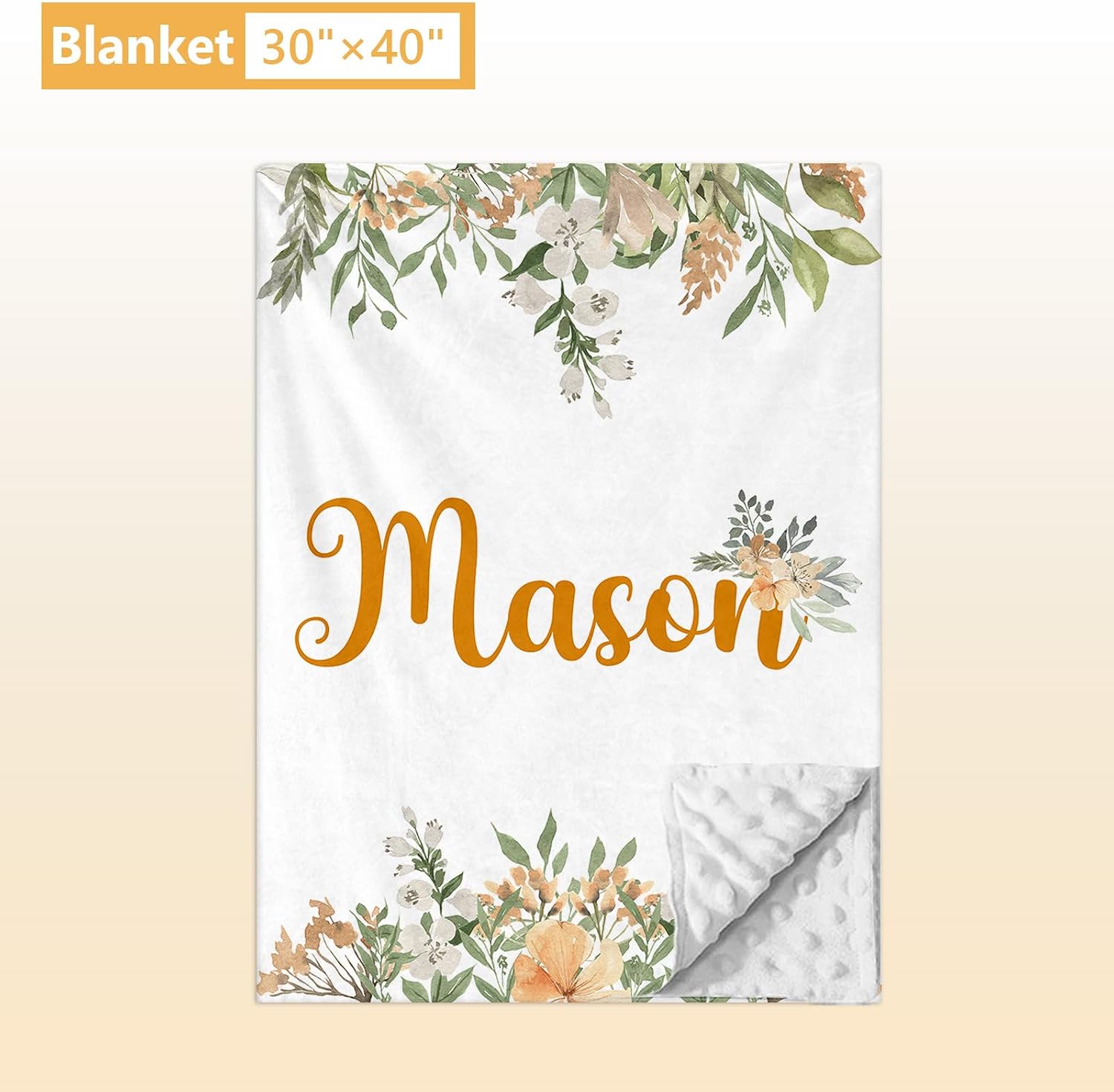 Terwex Custom Baby Crib Set - 5 Pcs Personalized Name Flowers Crib Bedding Set for Infants Toddlers - Soft Double Layer Nursery Bedding Set for Girls Boys - Customized Gifts for Baby Shower Birthday