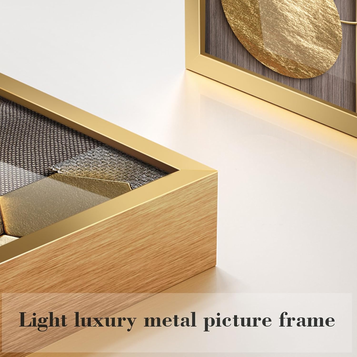 Azartslr Large Framed Modern Rose Gold Wall Art, Luxury 3 Pieces Aluminum Alloy Wall Decor for Living Room, Abstract Gold and Beige Home Bedroom Art Painting, Geometric Crystal Porcelain Artwork Dining Room Pictures Decoration