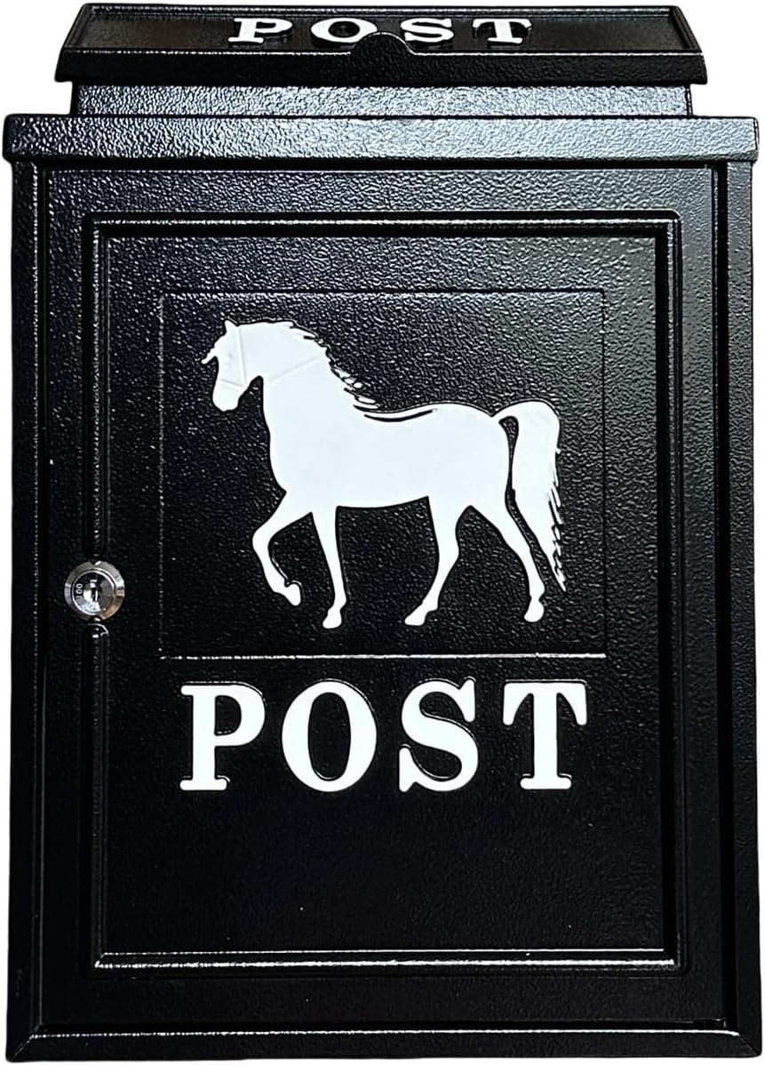 Rust-Proof Hanging Secured Postbox, Wall Mount Mailbox for Outside, Lockable Mailbox Security Lockbox Outdoor Retro Aluminum Post Box Secure(White)