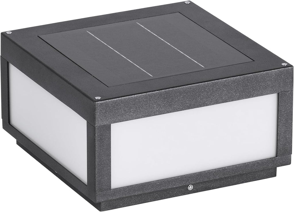MVBT Solar Post Lights Waterproof, 11.8' Solar Pillar Lights Outdoor, Modern Gate Column Lights, Large Square Solar Lantern, 3000K LED Entrance Column Lamp for Deck Patio Outside Pool Stone Pillars
