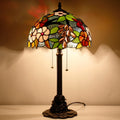 Tiffany Table Lamp Stained Glass Desk Lamp 12X12X21Inch Resin Base for Bedroom Living Room Reading Light (Green Purple Grape)