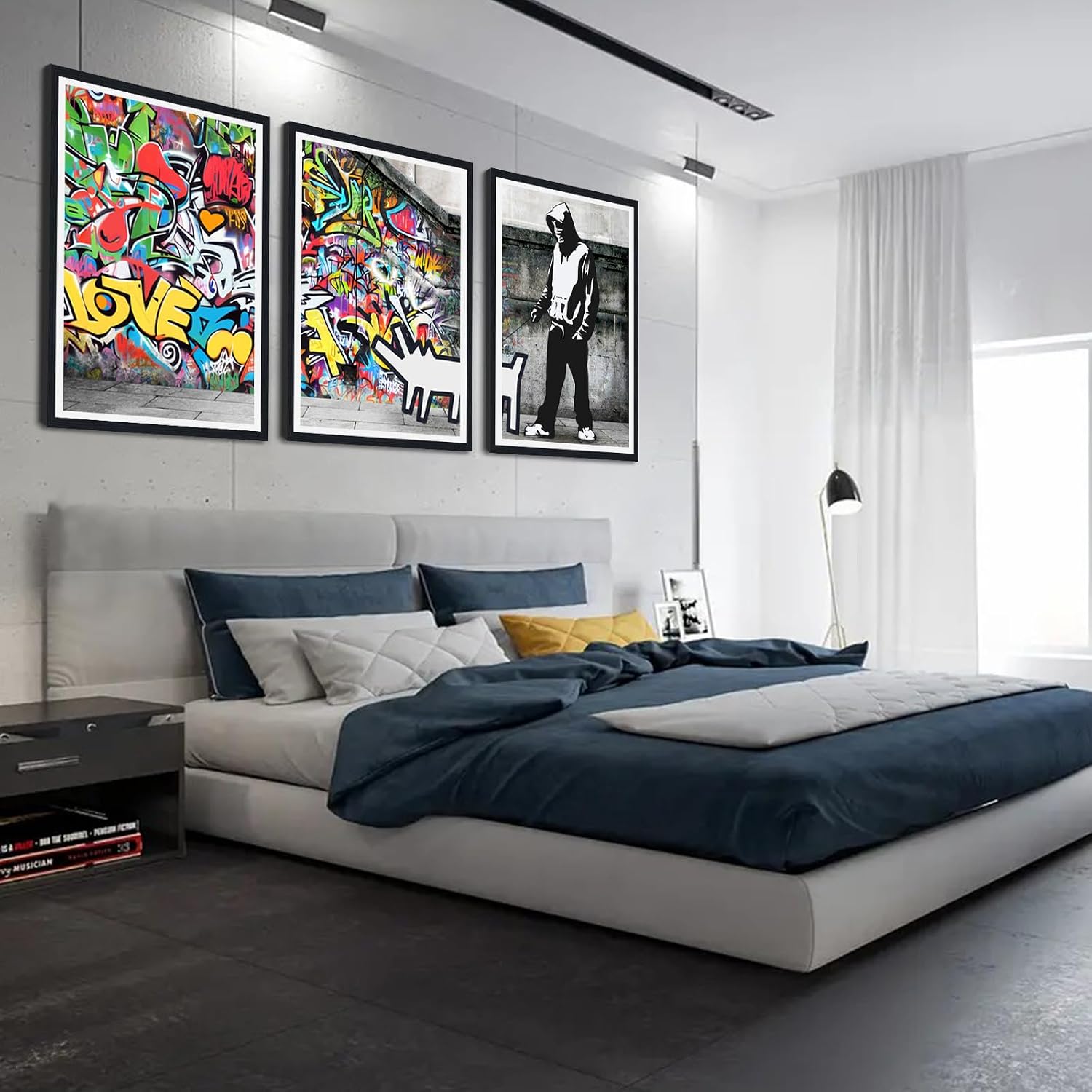 Novatique Graffiti Canvas Wall Art Pop Art Wall Decor Street Art Painting Picture Framed Graffiti Poster Artwork for Living Room Office,24' x 36' x 3pcs