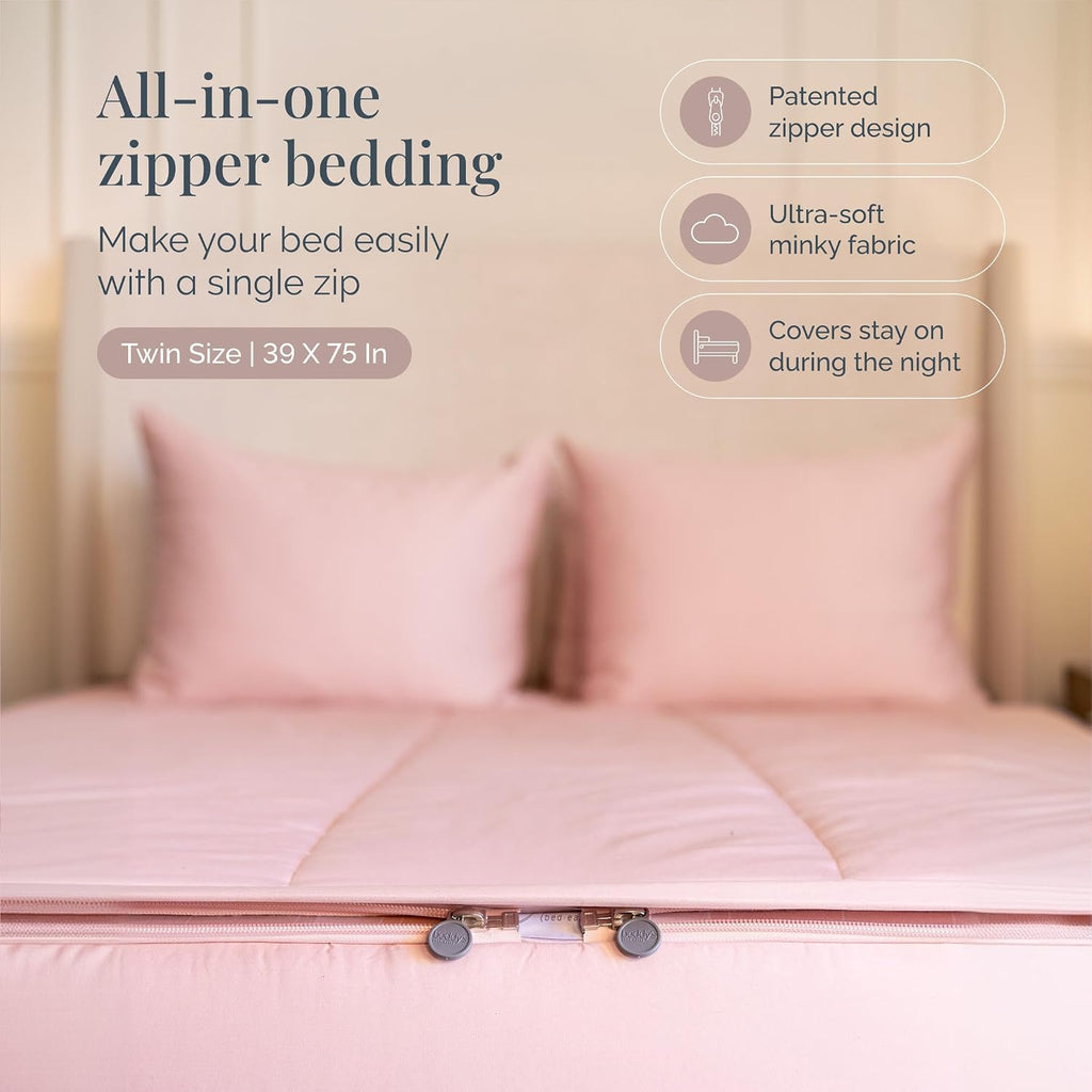 Beddy's All in One Bed in a Bag Zipper Bedding Set, Bottom Sheet, Cuddle Blanket, Comforter, Pillowcase(s) & Sham(s), Minky Interior Sheets with Comforter, Zip Bedding for Dorms, Bunks, Kids & Adults