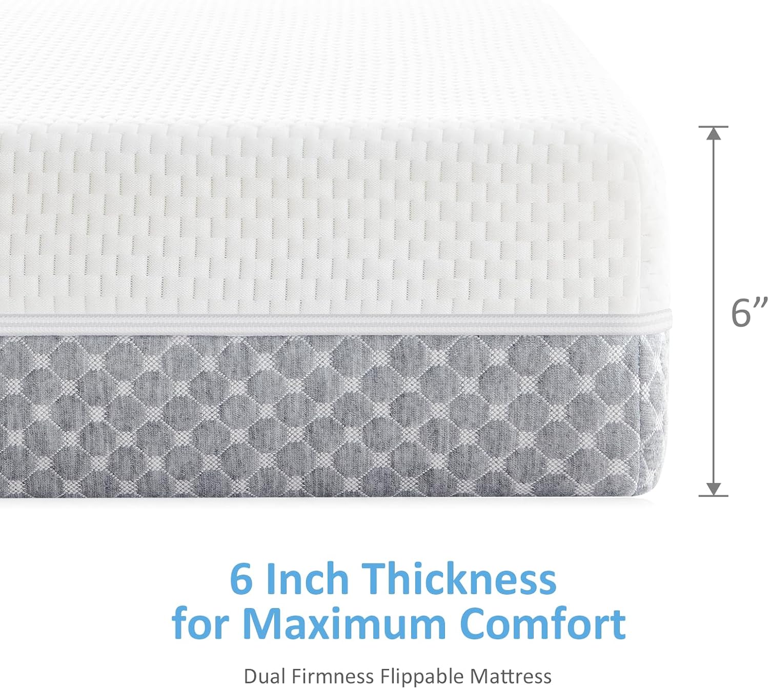 Dourxi Crib Mattress, Dual Sided Comfort Memory Foam Toddler Bed Mattress, Triple-Layer Breathable Premium Baby Mattress for Infant and Toddler w/Removable Outer Cover - White&Grey