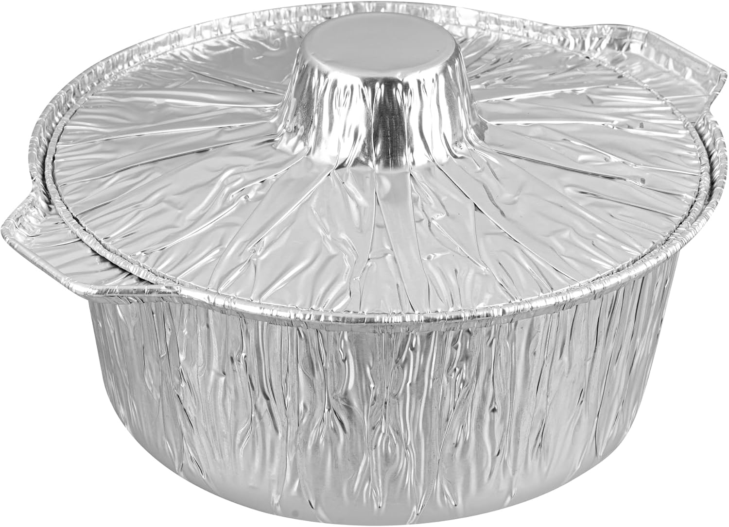 Foil Lux 60 Ounce Pans And Lids, 100 Disposable Pots With Lids - Oven-Ready, Stove Compatible, Aluminum Foil Baking Pans, Freezable, For Outdoor Camping, Vacation, Picnic, And More - Restaurantware