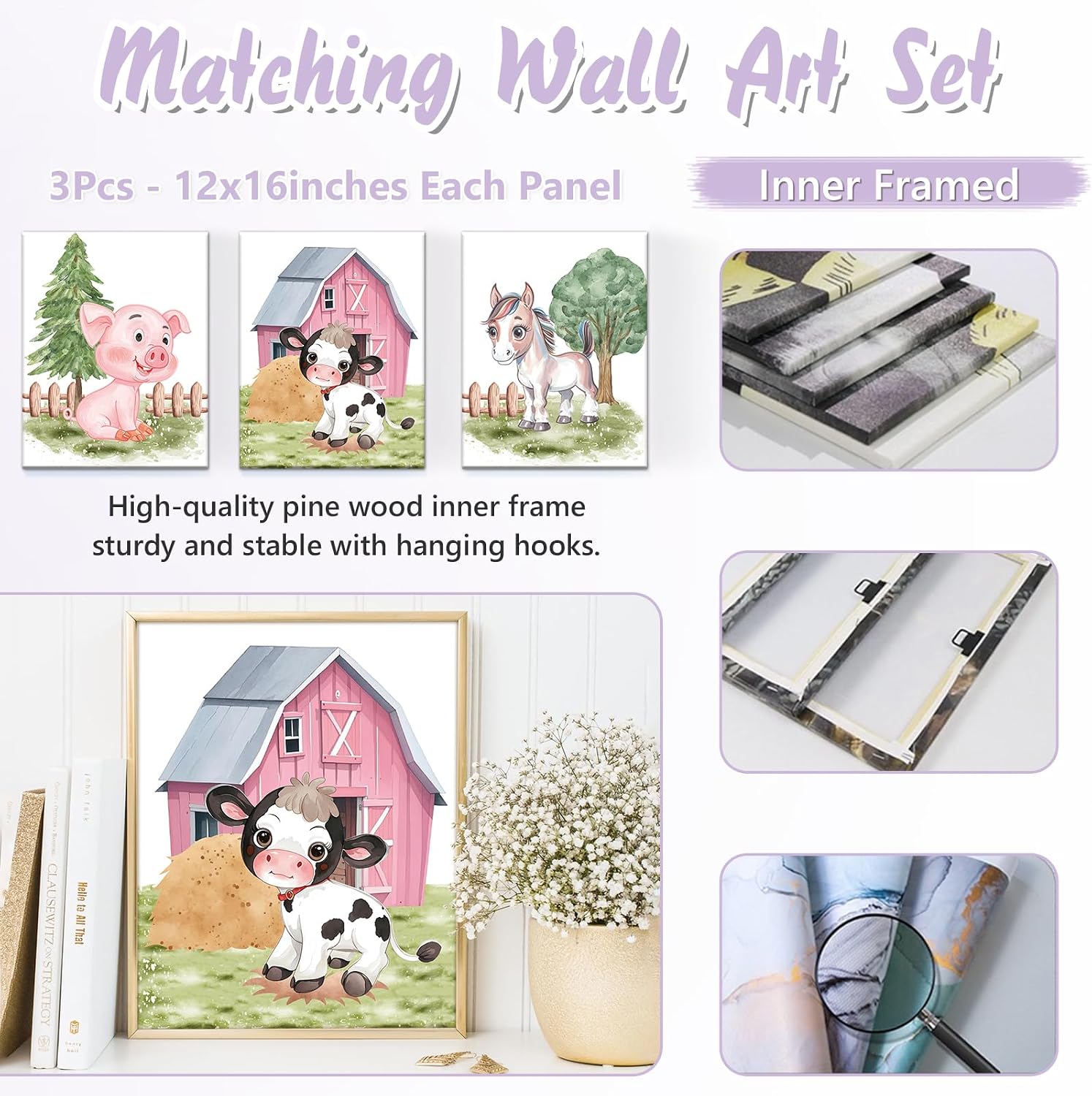 Personalized Baby Crib Bedding Set, 5 Pcs Custom Name Nursery Bedding Set for Girls Boys, Farm Animals Baby Crib Set for Toddlers Infants, Double Layer Bedding Crib Sets Customized Gifts