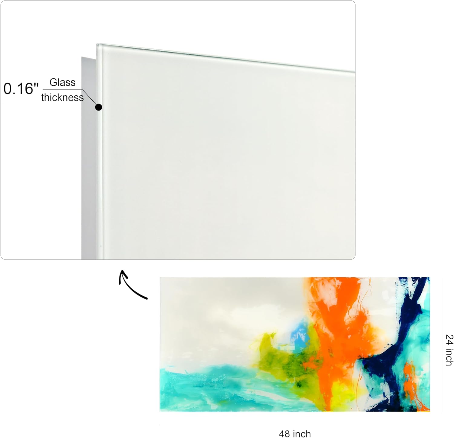 Empire Art Direct TMP-108453-2448 Tidal Abstract 1 Frameless Free Floating Tempered Glass Panel Graphic Wall Art, 48' x 24' x 0.2', Ready to Hang