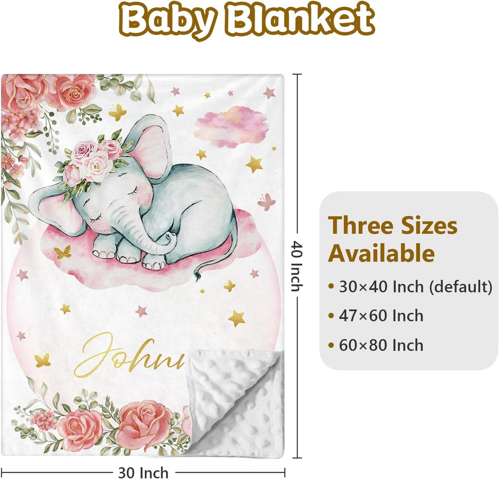 Terwex Personalized Baby Bedding Set, 5 Pcs Custom Name Bedding for Girls & Boys - Soft Toddler Crib Sets for Infant Customized Gifts, Pink Elephant