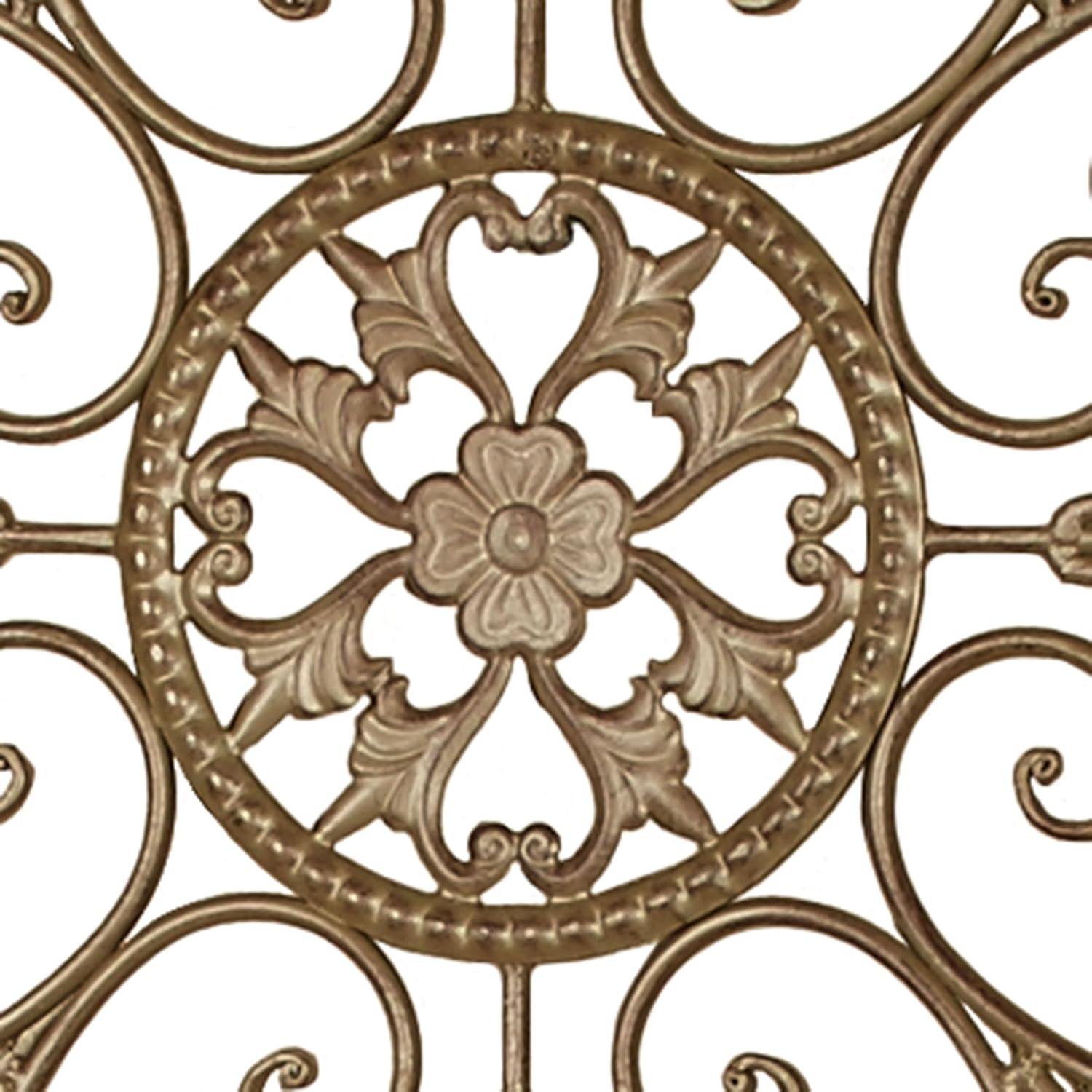 Brynnley Medallion Metal Wall Art Antique Gold | Set of Three | Square Shape | Painted by Hand | Hanging Decor for Above Couch, Bed, Living Room