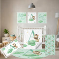 Terwex Custom Crib Bedding Set, 5 Pcs Personalized Name Baby Crib Sets for Newborns Infants Toddlers, Green Zebra Nursery Bedding Set for Boys Girls, Double Layer Baby Bedding Sets Customized Gifts