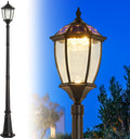 Outdoor Solar Lamp Post Lights with Waterproof, Dusk to Dawn Sensor Oil-Rubbed Black Street Lights with Toggle Switch, Aluminum Solar Powered Pole Lamps for Garden, Pathway, Driveway